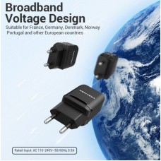 Сетевое зарядное устройство 1USB Vention 10.5W 2.1A Black (DC5203-B)