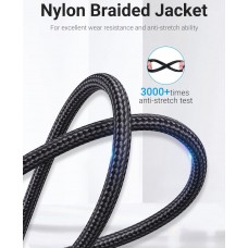 Кабель USB-Type-C Vention TPE Nylon U-Shaped 180° PD 66W 5A 480Mbps nickel-plated 1.5m Grey (COHHG)