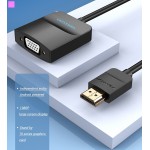 Адаптер HDMI-VGA v.1.4 Vention 1080P 60Hz 0.15m 3.5 audio microusb power Black (ACFBB)