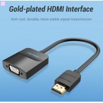 Адаптер HDMI-VGA v.1.4 Vention 1080P 60Hz 0.15m 3.5 audio microusb power Black (ACFBB)