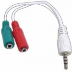 Кабель Audio 3.5мм-3.5мм 4-pin F 2х microphone Cablexpert 0.2m стерео White