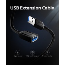 Удлинитель USB-USB 3.0 Vention F/M Flexible Round 5Gbps 3m Black (VAS-A45-B300)