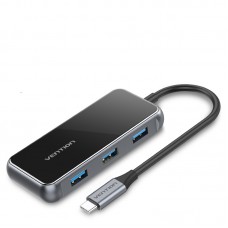 USB HUB Vention 6 в 1 Type-C-HDMI-RJ45-USB-PD 3USB 3.0 1Type-C 87W 4K 30Hz 0.15m Black (TFFHB)