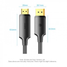 Кабель DisplayPort-HDMI v.1.2 Vention PVC 4K 30Hz 2K 60Hz 3m Black (HFOBI)