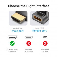 Адаптер HDMI-HDMI Vention F/M Down 270 4K 60Hz gold-plated Black (AINB0)