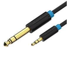 Кабель Audio 6.35мм-3.5мм Vention F/F PVC Shell gold-plated 0.5m Black (BABBD)