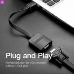 Адаптер HDMI-VGA v.1.4 Vention 0.2m Flat со звуком и питанием Black (ACKBB)