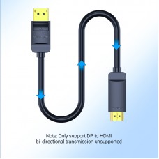 Кабель DisplayPort-HDMI v.1.2 Vention 4K 2K 30Hz 21.6Gbps 3m Black (HAGBI)