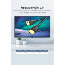 Кабель HDMI-HDMI v.2.0 Vention Portable PVC Shell 4K 60Hz 18Gbps gold-plated 0.5m Black (AAIBD)