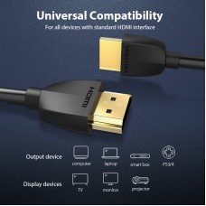 Кабель HDMI-HDMI v.2.0 Vention Portable PVC Shell 4K 60Hz 18Gbps gold-plated 0.5m Black (AAIBD)