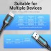 Кабель USB-MicroUSB-B 3.0 Vention PVC Round nickel-plated 5Gbps 0.25m Black (COPBC)