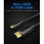 Кабель HDMI-microHDMI v.2.0 Vention 4K 60Hz 18Gbps HDR Video Dolby Audio 3m Black (VAA-D03-B300) Кабель HDMI-microHDMI v.2.0 Vention 4K 60Hz 18Gbps HDR Video Dolby Audio 3m Black (VAA-D03-B300)