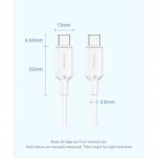Кабель Type-C-Type-C Vention TPE PVC Round PD 60W 3A 480Mbps 2m White (TRCWH)