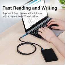 Кабель Type-C-MicroUSB-B 3.0 Vention M/M PVC Round nickel-plated 2A 5Gbps 1m Black (CQABF)