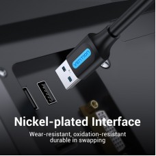 Кабель USB-USB 3.0 Vention F/F PVC Round 5Gbps 2m Black (CONBH)