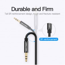 Кабель Audio 3.5мм-3.5мм Vention F/2xM TPE Jaket headset+earphone 0.3m Black (BBSBY)