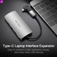Адаптер MicroUSB-Type-C-OTG 3.0 Vention Black (CDIB0)