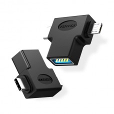 Адаптер MicroUSB-Type-C-OTG 3.0 Vention Black (CDIB0)