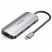 USB HUB 6 в 1 Vention Type-C-HDMI-USB 3USB 3.0 2Type-C 3.1 PD 100W 4K 30Hz 5Gbps 0.15m Grey (TOFHB)