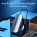 USB HUB 6 в 1 Vention Type-C-HDMI-USB 3USB 3.0 2Type-C 3.1 PD 100W 4K 30Hz 5Gbps 0.15m Grey (TOFHB)