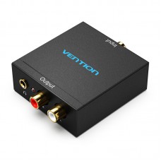 Адаптер Audio Toslink-3.5мм Vention Coaxial/2RCA Digital to Analog gold-plated Black (BDFB0)