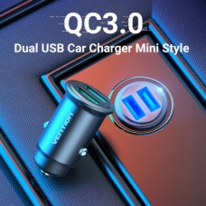 Автомобильное зарядное устройство 2USB Vention 25W QC3.0 DC 12-24V 5A Grey (CC-85-H)