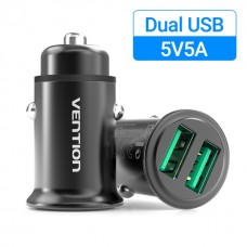 Автомобильное зарядное устройство 2USB Vention 25W QC3.0 DC 12-24V 5A Grey (CC-85-H)