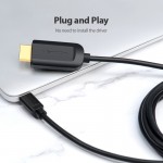 Кабель Type-C-HDMI Thunderbolt 3 v.1.4 Vention 4K 30Hz 2K 30Hz 1m Black (CGUBF)