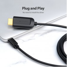 Кабель Type-C-HDMI Thunderbolt 3 v.1.4 Vention 4K 30Hz 2K 30Hz 1.5m Black (CGUBF)