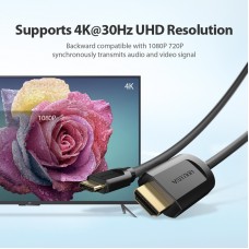 Кабель Type-C-HDMI Thunderbolt 3 v.1.4 Vention 4K 30Hz 2K 30Hz 1.5m Black (CGUBF)