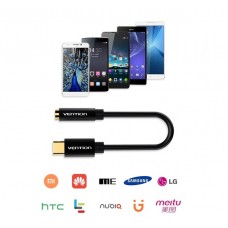Адаптер Type-C-3.5мм Vention gold-plated 0.1m Black (BGСBA)