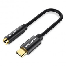 Адаптер Type-C-3.5мм Vention gold-plated 0.1m Black (BGСBA)