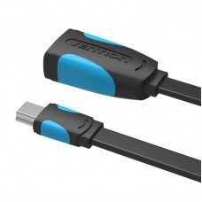 Адаптер USB-MiniUSB 5pin OTG 2.0 Vention PVC Flat 2A 480Mbps nickel-plated 0.25m Black (VAS-A19-025)