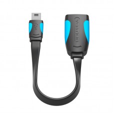 Адаптер USB-MiniUSB 5pin OTG 2.0 Vention PVC Flat 2A 480Mbps nickel-plated 0.25m Black (VAS-A19-025)