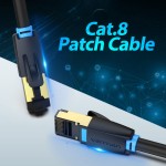 Патч-корд RJ45-RJ45 Vention LAN CAT8 SFTP 40Gbps 2000MHz Copper PVC Round 1.5m Black (IKABG) Патч-корд RJ45-RJ45 Vention LAN CAT8 SFTP 40Gbps 2000MHz Copper PVC Round 1.5m Black (IKABG)