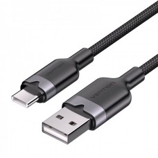 Кабель USB-Type-C Vention Alum Alloy Shell 3A 60W 480Mbps 2m Black (CTNBH)