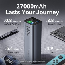УМБ Vention 27000mAh PD 140W 5A 2Type-C 1USB PD3.1+QC3.0 LED Display Gray (FHVH0)