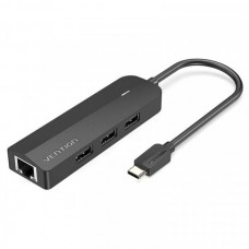 USB HUB Vention Type-C-RJ45-USB-MicroUSB 3USB 100M Ethernet Black (TGOBB)