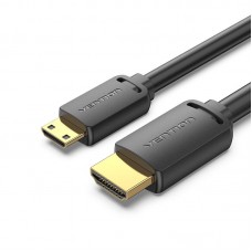 Кабель HDMI-miniHDMI v.2.0 Vention Metal GND 4K 60Hz 18Gbps HDR Video Dolby Audio 2m Black (AGHBH)