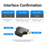 Адаптер 2 в 1 MicroHDMI-MiniHDMI-HDMI Vention (4K 30Hz MiniHDMI) (1080p 60Hz MicroHDMI) Black (AGFB0)