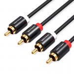 Кабель Audio 2RCA-2RCA Vention F/F 29К gold-plated 29 AWG 1m Metal Shell Black (VAB-R06-B100) Кабель Audio 2RCA-2RCA Vention F/F 29К gold-plated 29 AWG 1m Metal Shell Black (VAB-R06-B100)