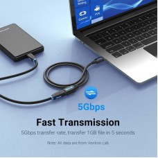 Удлинитель USB-USB 3.0 Vention F/M PVC Round 5Gbps 3m Black (CBHBI)