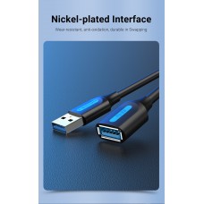 Удлинитель USB-USB 3.0 Vention F/M PVC Round 5Gbps 3m Black (CBHBI)