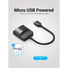 Адаптер MiniHDMI-VGA v.1.4 Vention 1080P 60Hz 0.15m 3.5 audio microusb power Black (AGABB)