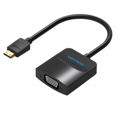 Адаптер MiniHDMI-VGA v.1.4 Vention 1080P 60Hz 0.15m 3.5 audio microusb power Black (AGABB)