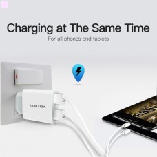 Сетевое зарядное устройство Vention Dual USB Charger 2USB 2.4A White (DC5200-W)