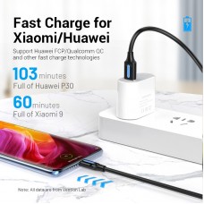 Кабель USB-Type-C Vention PVC PD 60W nickel-plated 3A 480Mbps 3m Black (COKBI)