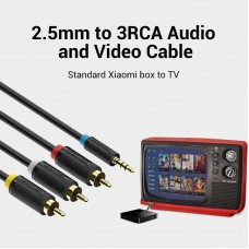 Кабель Audio 2.5мм-3RCA Vention F/F 24К gold-plated 1.5m Black (BCCBG)