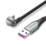 Кабель USB-Type-C Vention TPE Nylon U-Shaped 180° PD 66W 5A 480Mbps nickel-plated 1m Grey (COHHF) Кабель USB-Type-C Vention TPE Nylon U-Shaped 180° PD 66W 5A 480Mbps nickel-plated 1m Grey (COHHF)