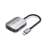 Адаптер Type-C-HDMI-VGA v.1.4 Vention 4K 30Hz gold-plated 0.15m Grey (TDIHB) Адаптер Type-C-HDMI-VGA v.1.4 Vention 4K 30Hz gold-plated 0.15m Grey (TDIHB)